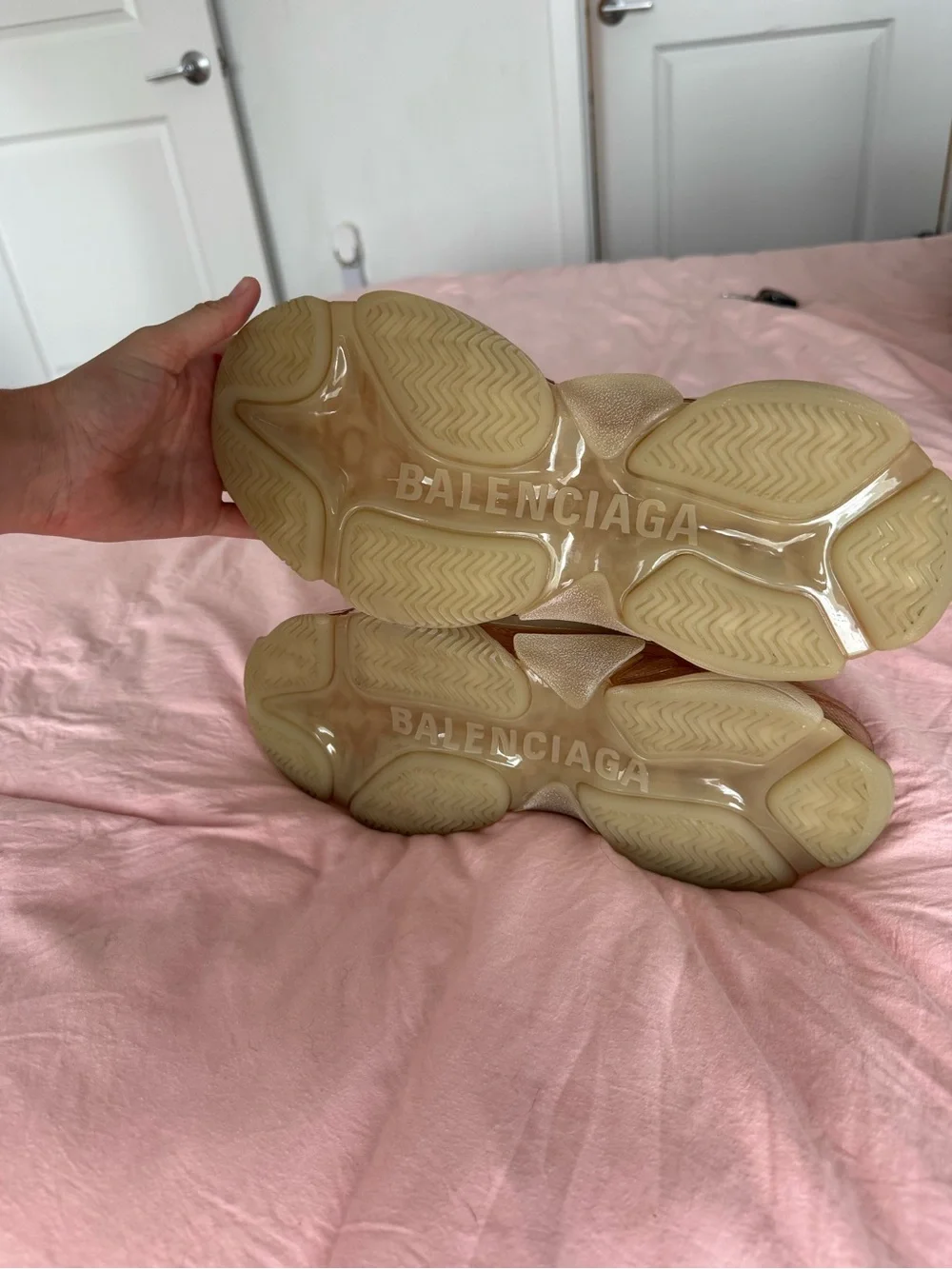 Balenciaga Women's Chunky Cream Beige and Brown Triple S Sneakers
